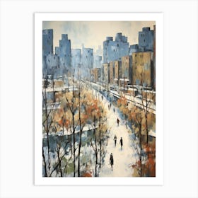 Winter City Park Painting High Line Park New York City 1 Art Print