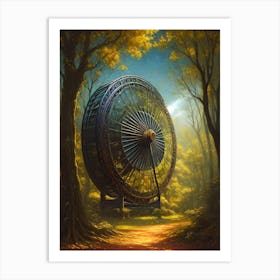 Wheel In The Woods Art Print