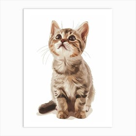 American Shorthair Cat Clipart Illustration 2 Art Print