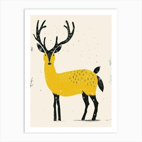 Yellow Reindeer 3 Art Print