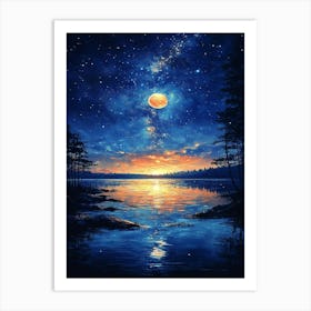 Moon And Stars 14 Art Print