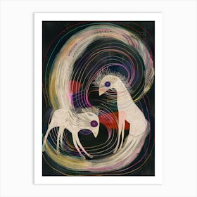 Two Horses In A Swirl Art Print