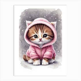 Cat In Pink Coat Art Print