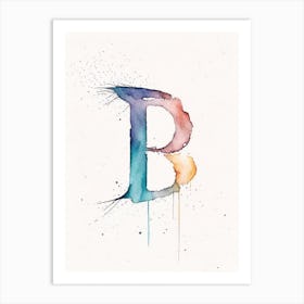 B, Letter, Alphabet Minimalist Watercolour 6 Art Print