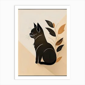 black cat mininalist portrait Art Print