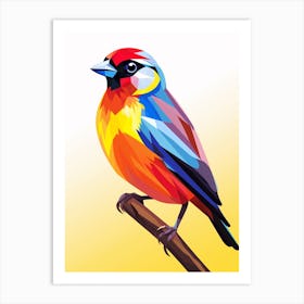Colourful Geometric Bird Finch 3 Art Print