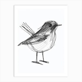 B&W Robin Art Print