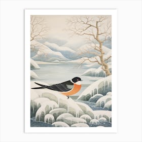 Winter Bird Painting Swallow 3 Art Print