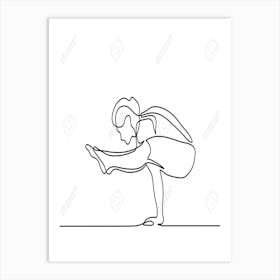 Continuous Line Drawing Of A Woman Doing Yoga Art Print