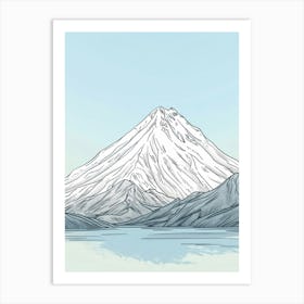 Mount Ararat Turkey Color Line Drawing (8) Art Print