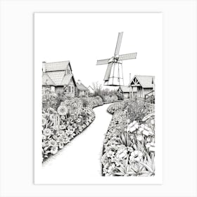 Windmill In The Garden 2 Art Print