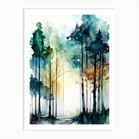 Watercolor Of Trees Art Print