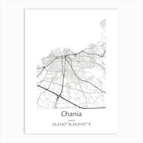 Chania,Greece Minimalist Map Art Print