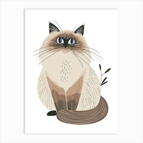 Birman Cat Clipart Illustration 4 Art Print