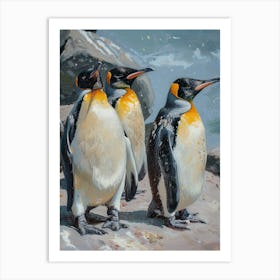 African Penguin Bleaker Island Oil Painting 4 Art Print