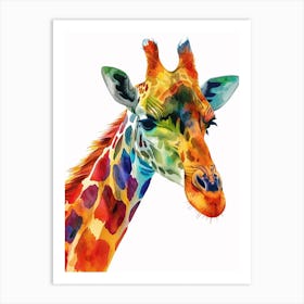 Giraffe Watercolour Face Portrait 1 Art Print