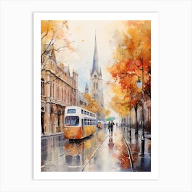 Dublin Ireland In Autumn Fall, Watercolour 1 Art Print