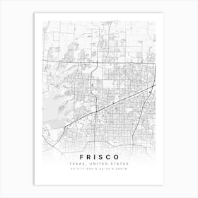 Frisco Texas USA White Map Art Print