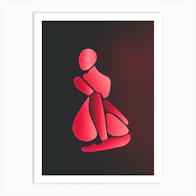 Red Woman Sitting On A Chair Art Print