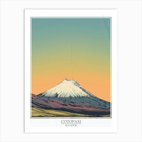 Cotopaxi Ecuador Color Line Drawing 4 Poster Art Print