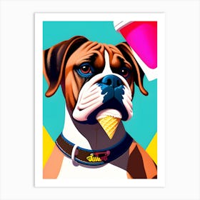 Boxer Dog With Ice Cream 1 Art Print