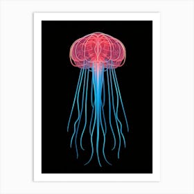 Turritopsis Dohrnii Importal Jellyfish Neon Illustration 3 Art Print