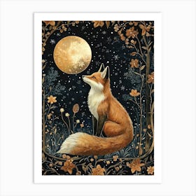 William Morris Night Fox Print Morris Museum Poster Morris Exhibition Poster Painting Fox Full Art Print