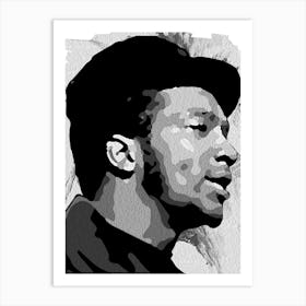Fred Hampton Activist in Grayscale Digital Oil Painting Art Print
