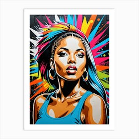 Graffiti Mural Of Beautiful Hip Hop Girl 16 Art Print