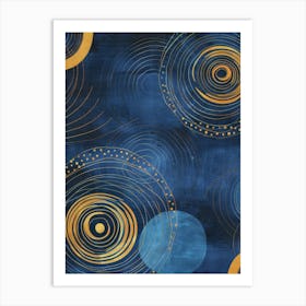 Blue And Gold Swirls 1 Art Print