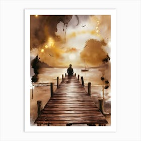 Man On A Pier Art Print