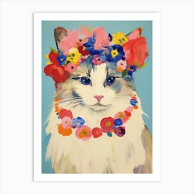 Ragdoll Cat With A Flower Crown Painting Matisse Style 2 Art Print
