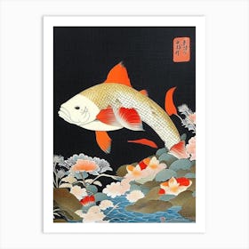 Goshiki Koi Fish 1, Ukiyo E Style Japanese Art Print