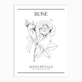 Rose With Petals Line Drawing 1 Poster Art Print