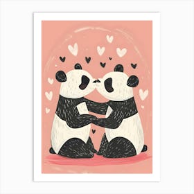 Two Panda Bears Kissing Art Print