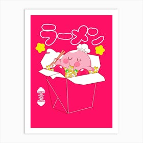 Kirby Loves Ramen Art Print