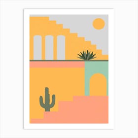 Desert Houses Terracota Art Print