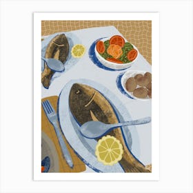 Baked Gilthead Bream With Potatoes 2 Art Print