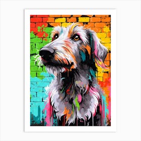 Aesthetic Irish Wolfhound Dog Puppy Brick Wall Graffiti Artwork Art Print