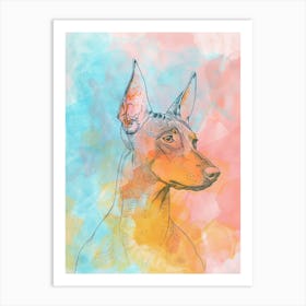 Pastel German Pinscher Dog Pastel Line Illustration  4 Art Print