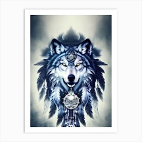 Dreamcatcher Wolf Art Print