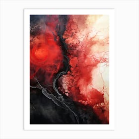 Red And Black Flow Asbtract Painting 0 Art Print