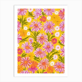 Osteospermum Floral Print Retro Pattern2 Flower Art Print