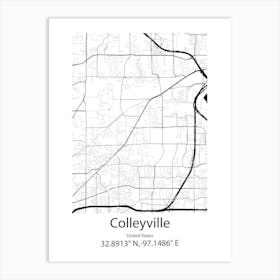 Colleyville,United States Minimalist Map 1 Art Print