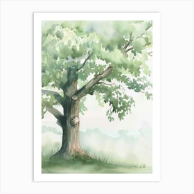 Chestnut Tree Atmospheric Watercolour Painting 4 Art Print