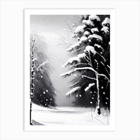 Winter Scenery,Snowflakes Black & White 1 Art Print