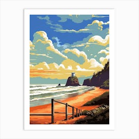 Cannon Beach Washington Retro Pop Art 14 Art Print