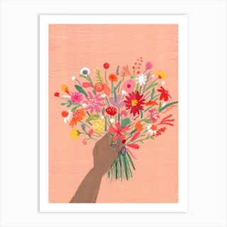 Babe With Bouquet Art Print