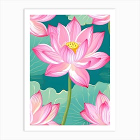 Lotus Flower Seamless Pattern 1 Art Print