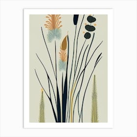 Horsetail Wildflower Modern Muted Colours 2 Art Print